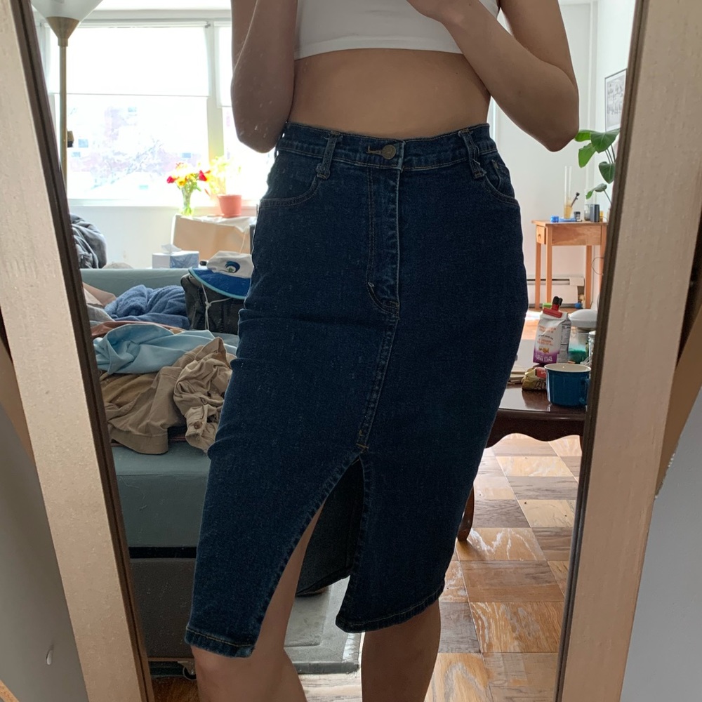 Denim midi skirt